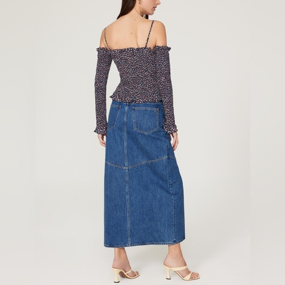 Polo Ralph Lauren Kezia Smocked Off The Shoulder Floral Top Size L - Navy - NWT - Picture 3 of 10